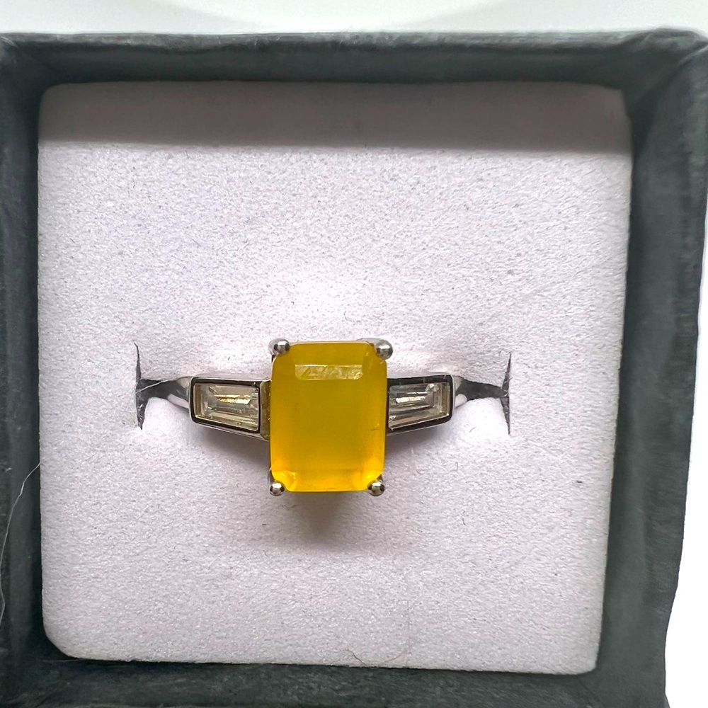 💎Adjustable Sterling Silver .925 Genuine Yellow Agate